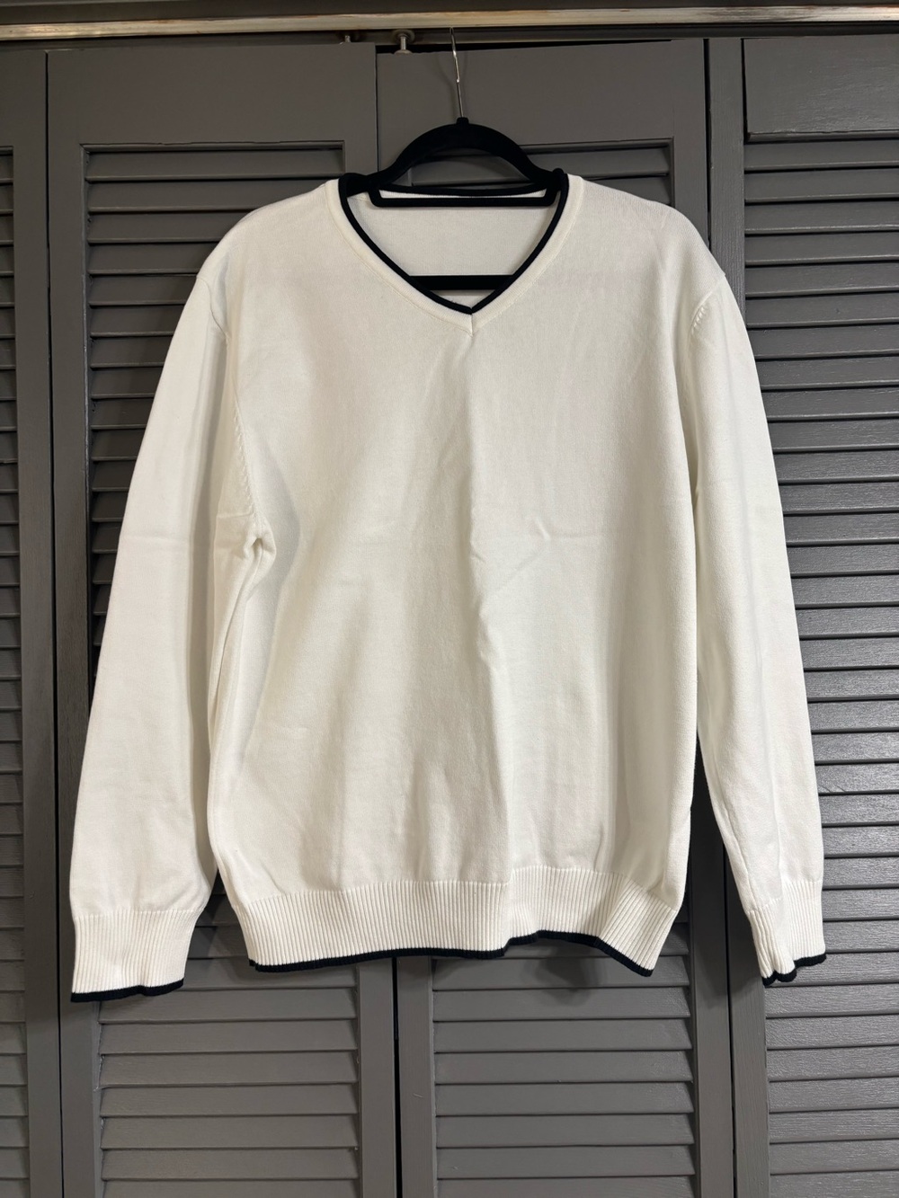 Runcati Men's V Neck Knitted Long Sleeve Sweater 100% Cotton